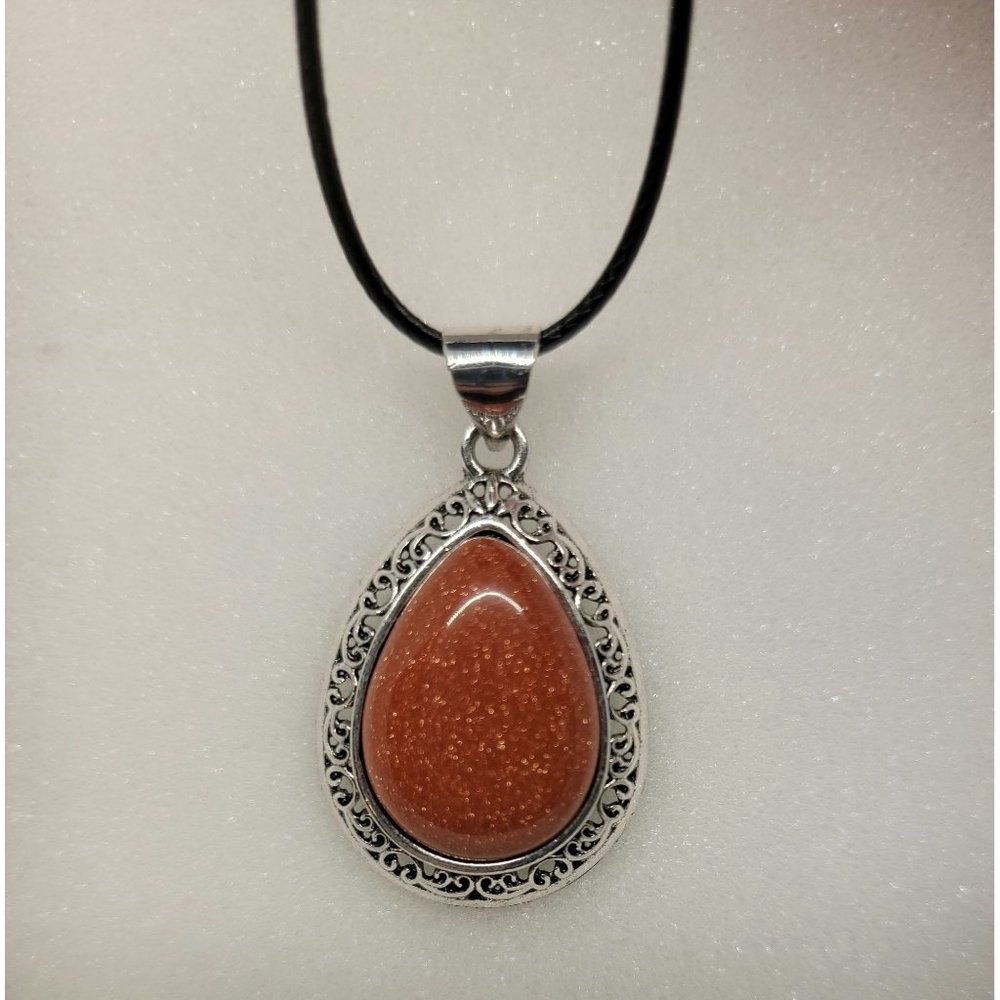 Vintage Gold Sand Teardrop Necklace